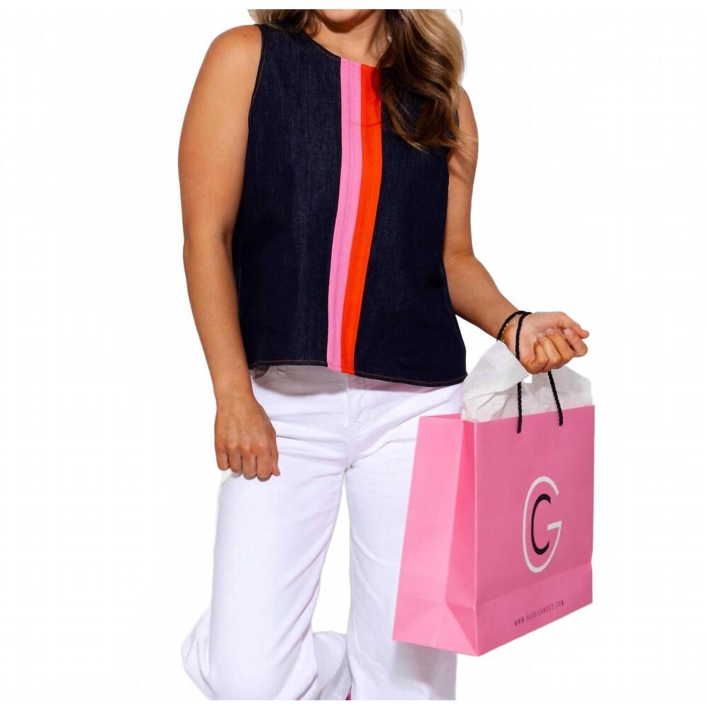 NEW THML stripe tank top in dark denim